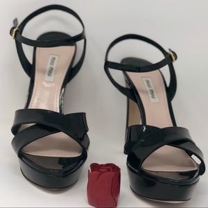 Miu Miu Patent Leather Strappy Platform Sandals